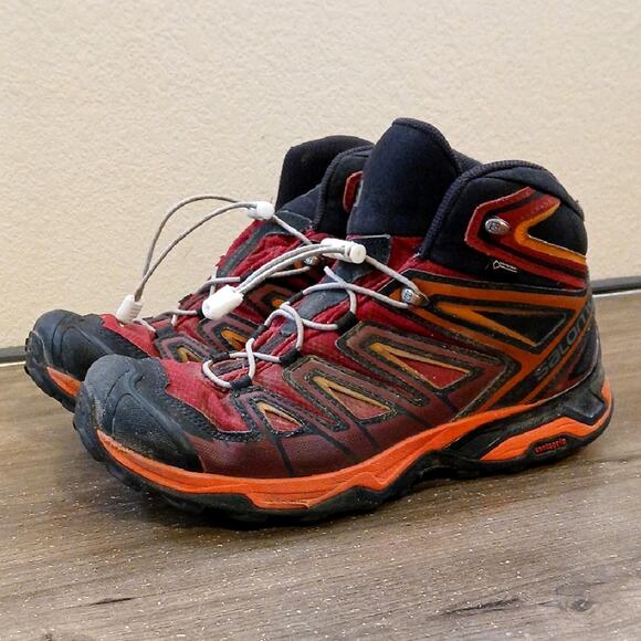 Men's Salomon X Ultra 3 Mid GTX Hiking Boots Red Size 10 - Picture 1 of 9